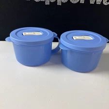 Tupperware Crystalwave Plus Soup Mug microwavable 2 cup / 500ml Set Blue Blue