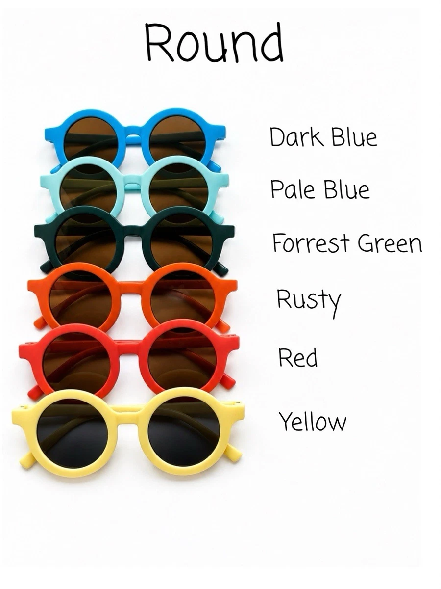 Personalisierte Baby & Kinder Sonnenbrille | Blume & rundes Gestell | individueller Name & Anhänger