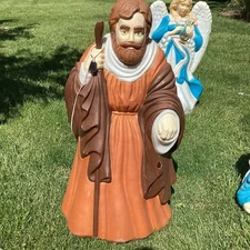 Vintage Santa's Best Joseph Manger Blow Mold Lighted Yard Decoration 40”