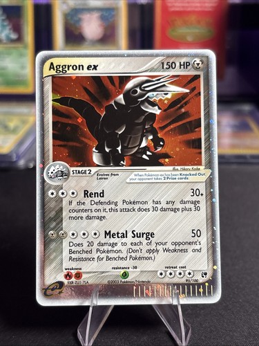 Aggron ex 95/100 EX Sandstorm Holo Silver Border 2003 NM Pokemon Vintage