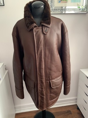 Owen Barry real leather sheepskin shearling coat Aviator Flight RAF jacket L 42''