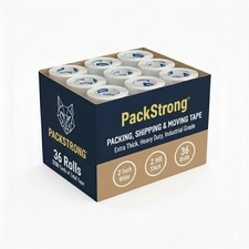 Industrial Grade Clear Packing Tape 36 Rolls - 110 Yards per Roll - 2" Wide x...