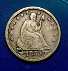 1854 seated liberty quarter with arrows