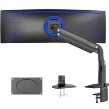 Single Ultra Wide Monitor Pneumatic Spring Desk Mount Stand, Max VESA 200x100