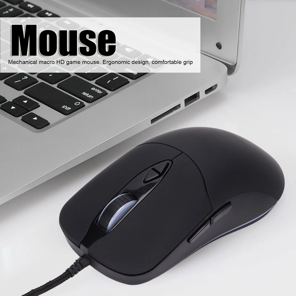 Black Mouse RGB Light USB 7200DPI 10 Lights Comfortable Grip Good Game Experienc - Image 3 of 4