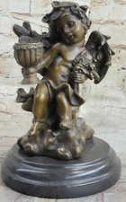 Bronze Sculpture Detailed Vienna Bronze Nude Baby Boy Angel Bookend Figurine