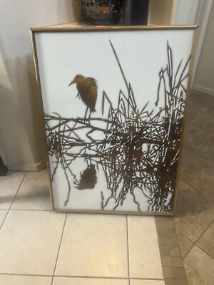 28 X 38 TAOGAEA E. POWELL POP ART PAINTING 'LATE MATE' CROW BIRD REFLECTION