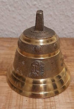 Alte Messing Glocke Nr. 10 mit IHS - Putten - Kreuz Symbolen