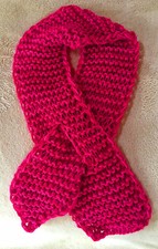 Pink Hand Knitted Scarf With The Hole For Nice Fitting