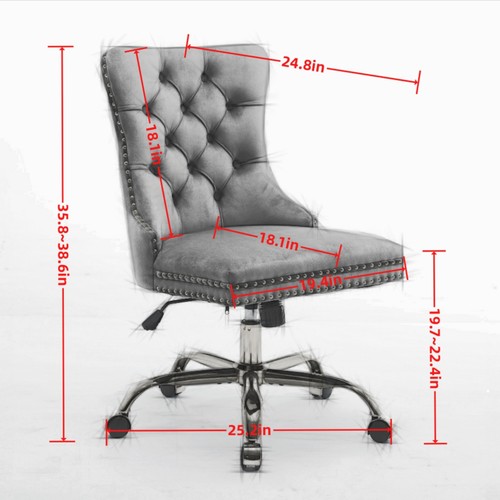 19.7-22.4" Height Home Office Chair Swivel Velvet Desk Chair Accent Char Pink - Picture 8 of 16