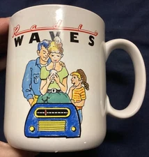 Vintage Signatures Housewares Inc Radio Waves 50’s White Ceramic Coffee Mug USED