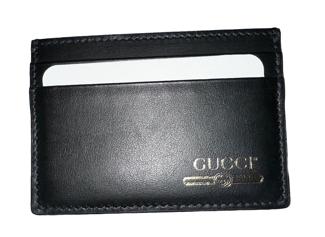 Gucci Black and Gold Double Sided Leather Card Holder-image