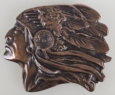 Chief Indian Native American In Headdress Metal Belt Buckle