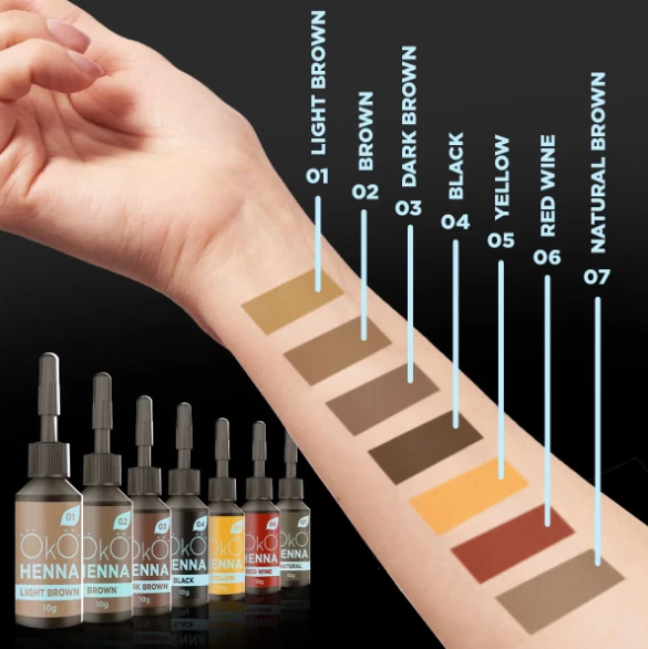 OKO Eyebrows Henna Power Powder Henna Brow styling, Set,5g,10g(7 henna colors) - Image 2 of 4