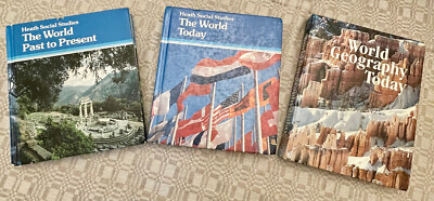 3 World Social Studies Textbooks: Past to Present, Today, Geography