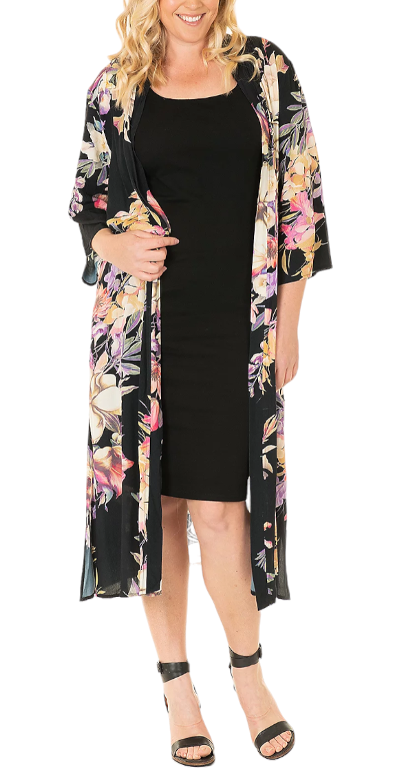 Blooming Women Bodycon Dress and Duster Set, Size X-Large, Black Blooming Women Bodycon Dress and Duster Set, Size X-Large, Black