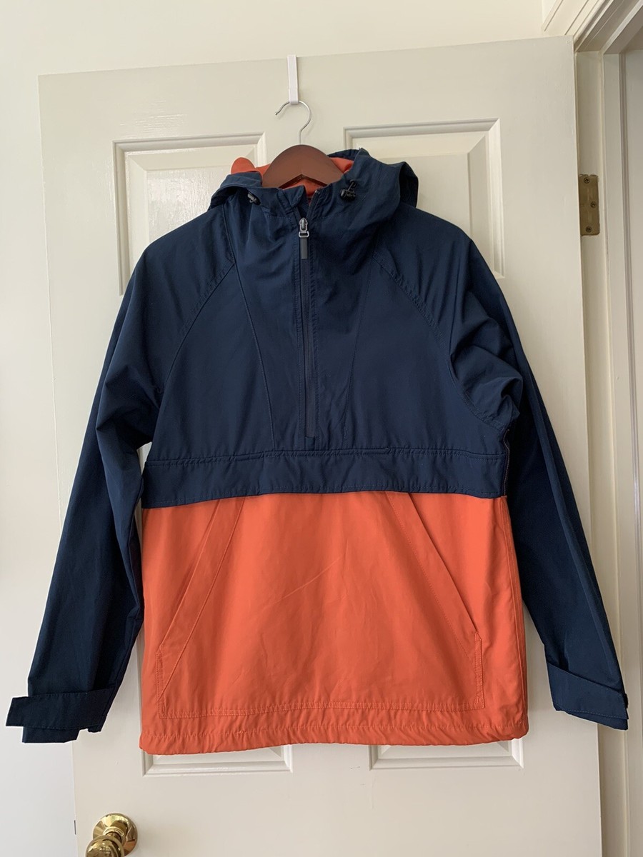 H&M Mens Navy Orange Anorak Jacket Half -Zip Raglan