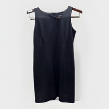 EILEEN FISHER Black Stretch Lined Sleeveless Sheath LBD Knee-Length Dress ~ P8