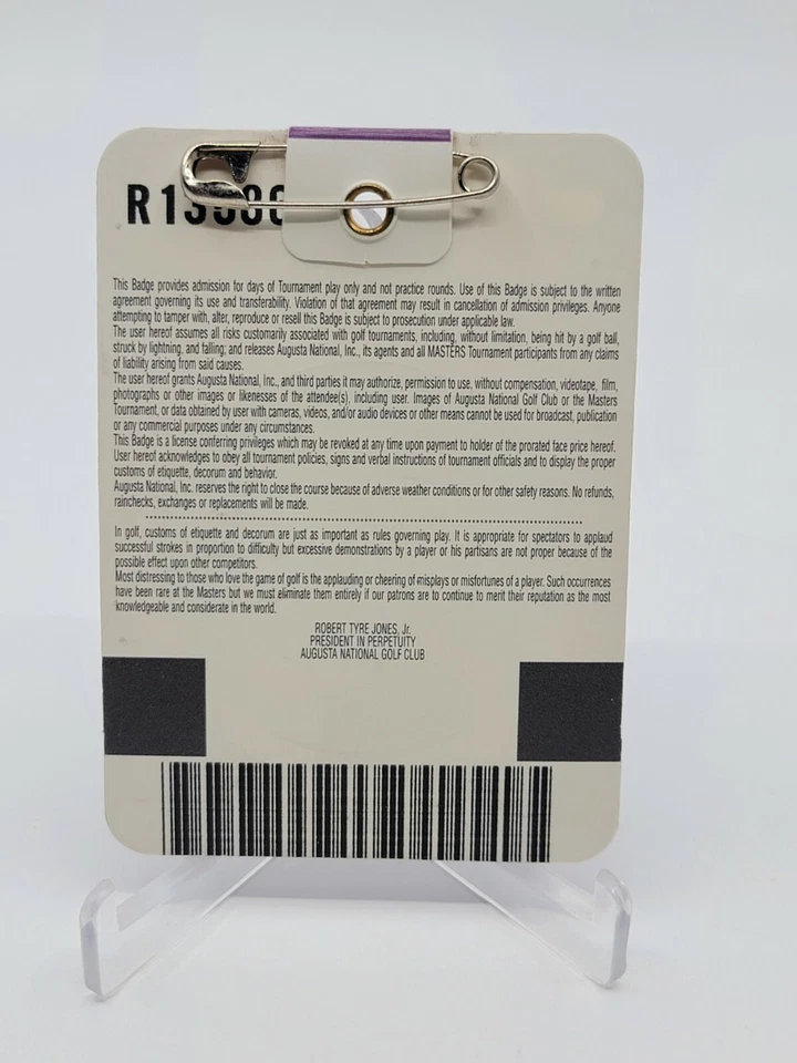 2000 年 PGA 大师徽章门票 奥古斯塔 国家 VIJAY SINGH 获胜高尔夫 — 第 2/2 张图片