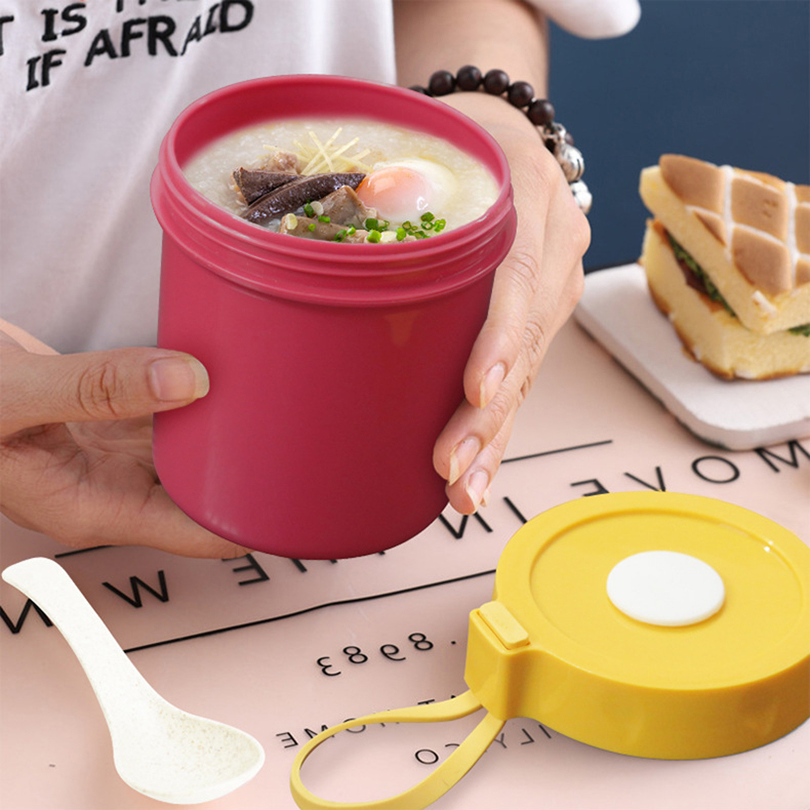 450ml Porridge Container Durable Storing Portable Oatmeal Cup Cereal