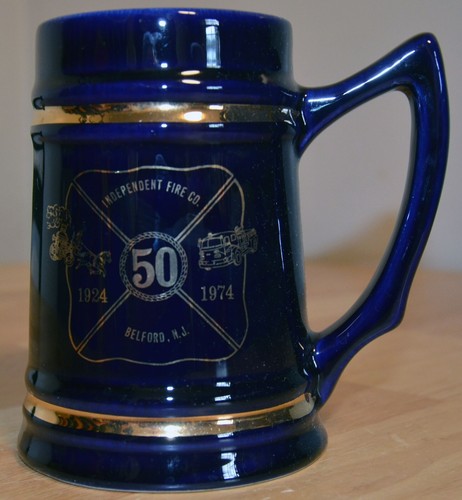 1974 Belford Independent Fire Co. 50th Anniversary Ceramic Mug Stein New Jersey