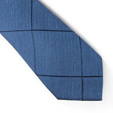 Alfani Men's Amber Grid Plaid Tie Necktie Modern Slim 2 3/4" Navy Blue 55