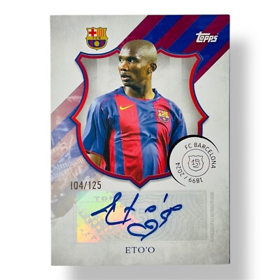 Samuel Eto o /125 Auto FC Barcelona Topps Team Set 2024/25 Autograph No PSA