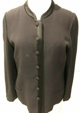 SONIA RYKIEL France BLACK Crepe  Satin Trim, Button Jacket Fr40/ Medium