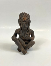 Estatuilla de arcilla arte popular estilo prehispánico mexicano vintage