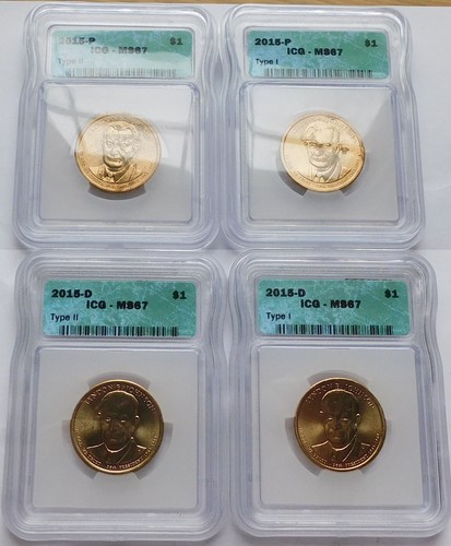4 Presidential $1 Dollars 2015-PD Lyndon B. Johnson - ICG MS67, Type 1 & 2 Edge