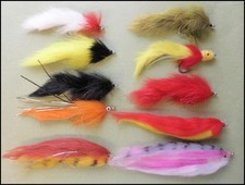 Pike Fishing Flies, 10 Mixed Pike Flies, Sizes 1/0 & 2/0 Strong Hooks,