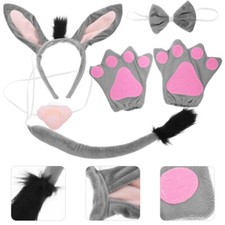 1 Set Donkey Costume Animal Headband Cosplay Tail Bowtie And Tail Gloves Set