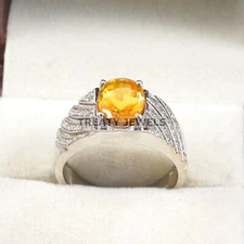Citrine Oval Cut Gemstone With 925 Sterling Silver Ring For Men's #A973