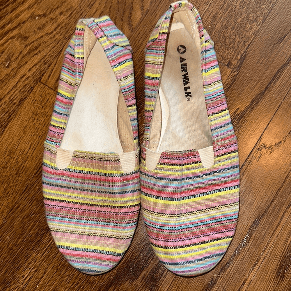 Airwalk multi colored striped flat espadrilles