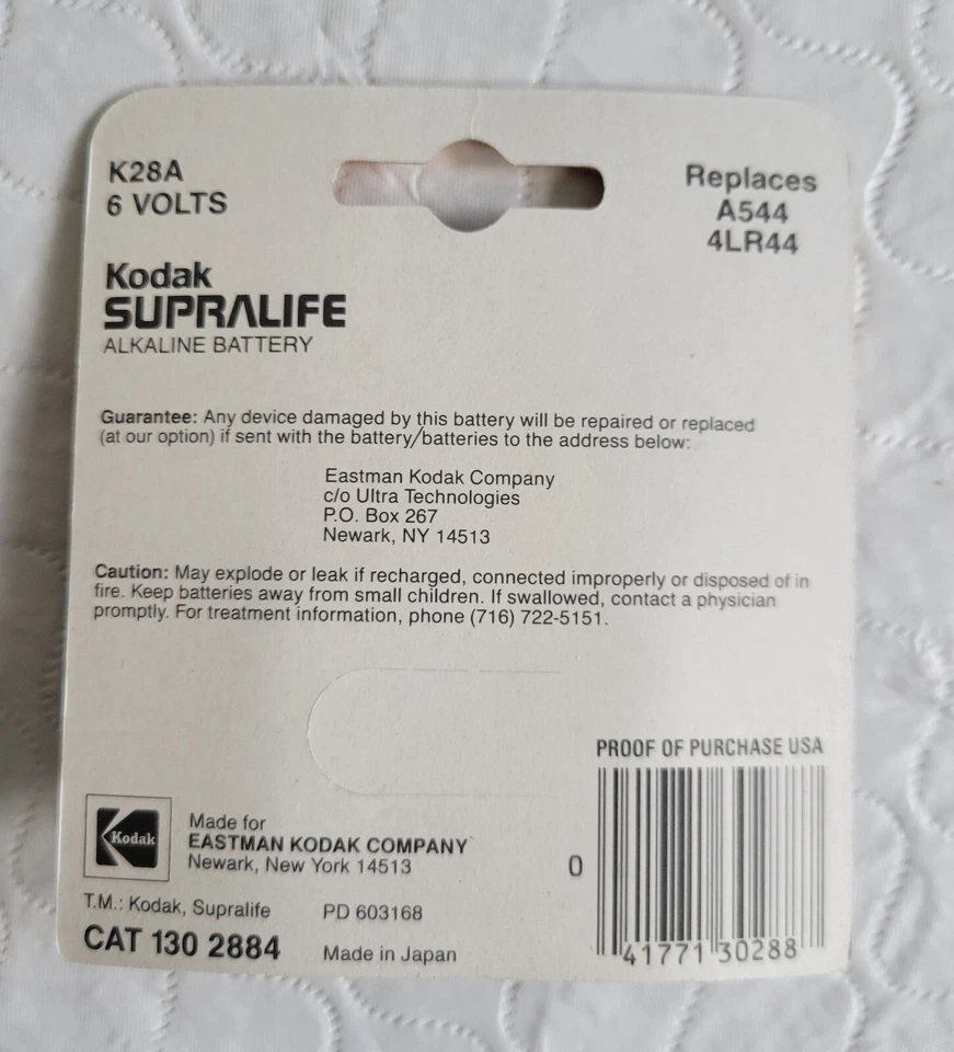 Batería Kodak Supralife K28A 6V Cámara Electrónica Vintage - ¡6 Baterías Selladas! Foto 3 de 3