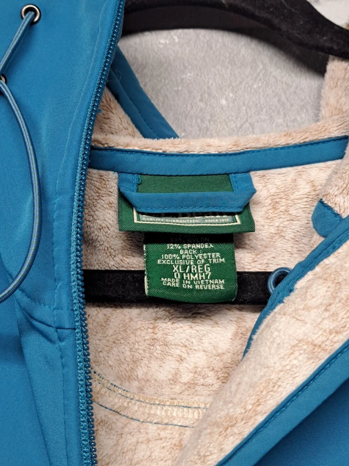 L.L Bean Womens Blue Coat Fleece Jacket Hoodie  Long Sleeve Full Zip XL - Image 4 of 4
