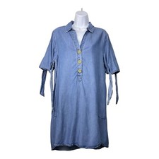 Womens Denim Shirt Dress Size M Boho Western Vintage Y2K Cowgirl Prairie