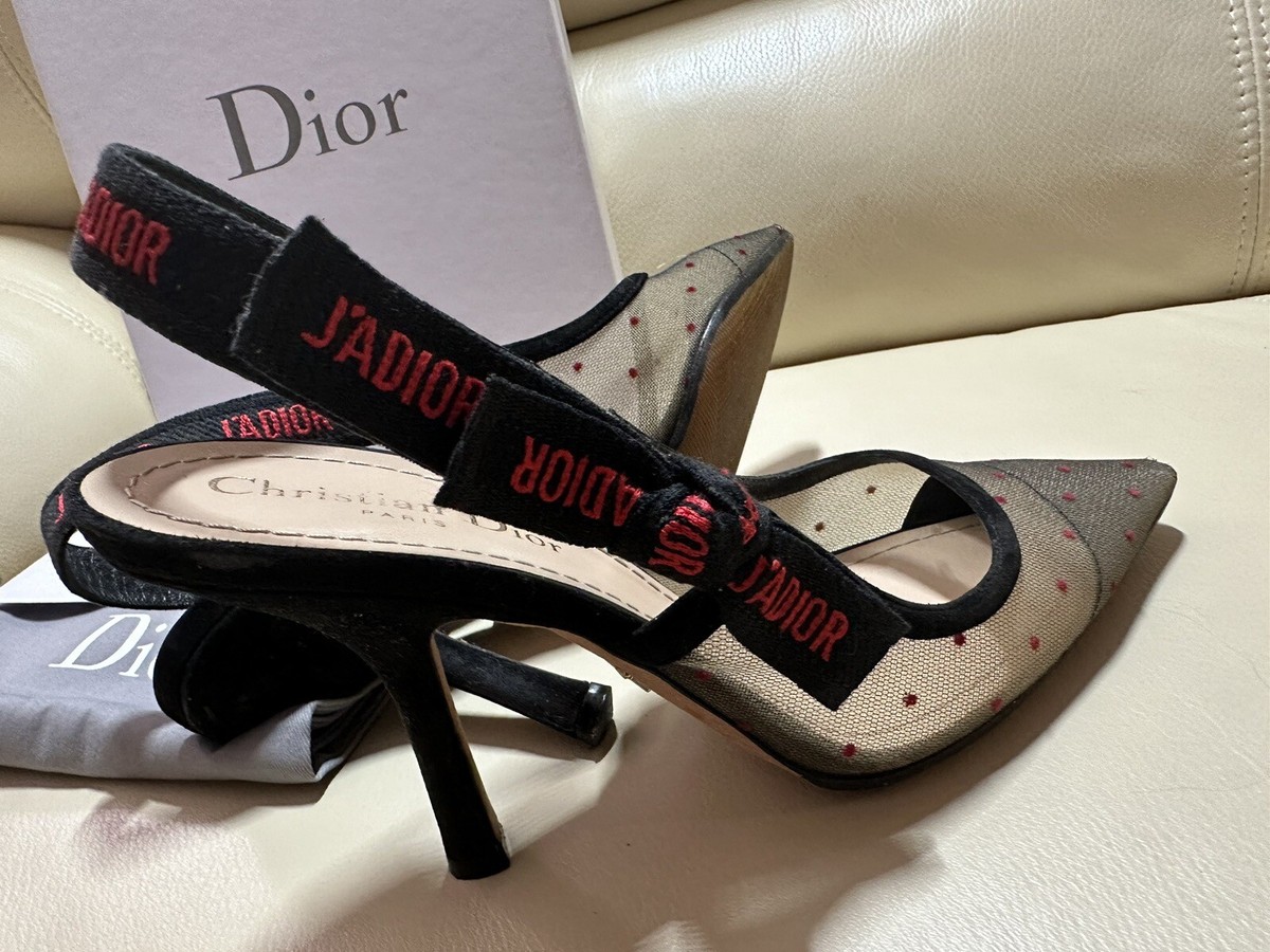 Ja Dior シューズ37.5 Used Christian Dior J'Adior Red Dot Slingback Pumps Size
