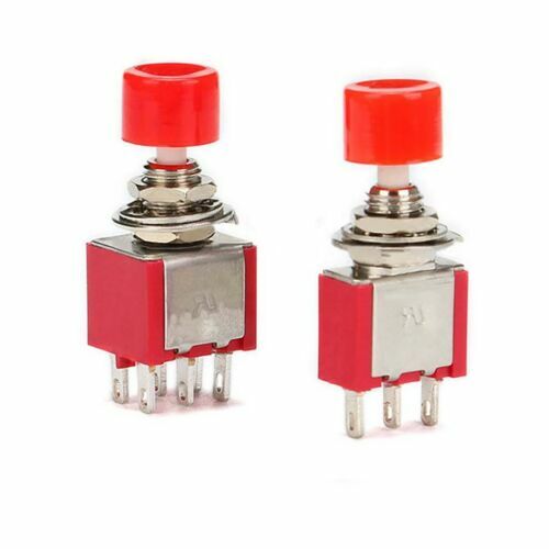 Interruttore a pulsante rotondo (auto-ritorno) PS-102 202 con cappuccio rosso 3 pin 6 pin - Foto 1 di 4