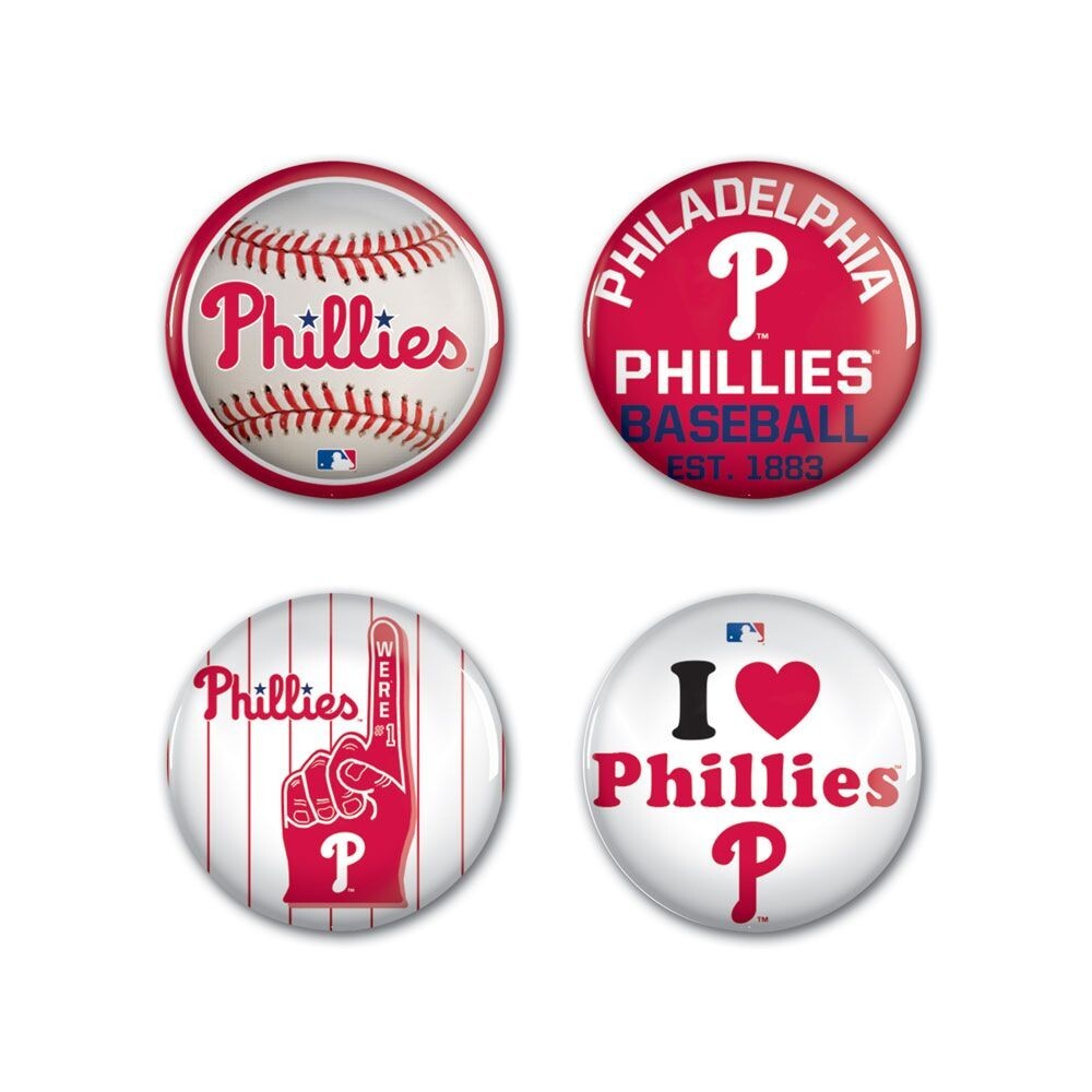 Philadelphia Phillies Wincraft MLB Button Pins 4 Pack 1-1/4