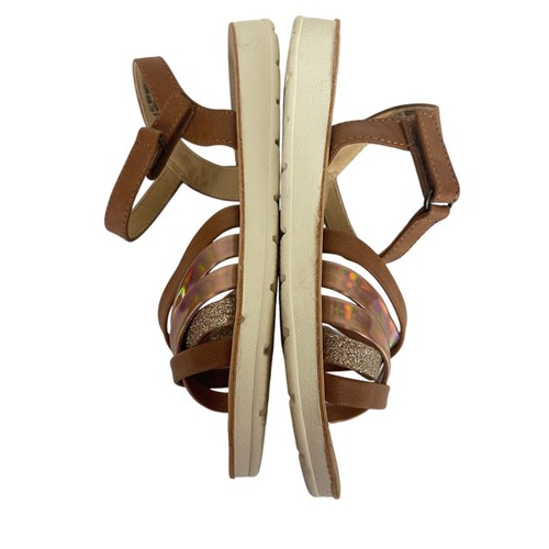 Cynthia Rowley Brown Holographic Glitter Strappy Sandals Size 1 Girls Kids - Picture 5 of 7
