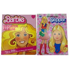 Vintage 1983 Panini Barbie Sticker Album and Growing Up Skipper Coloring Book