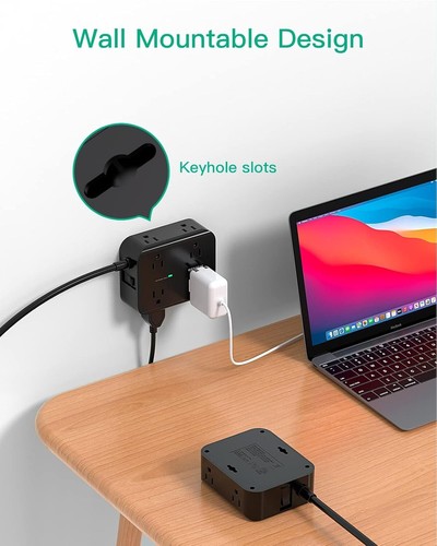 Surge Protector Power Strip - Flat Plug, 8 Outlets, 4 USB Ports, 5FT Cord - Picture 8 of 8