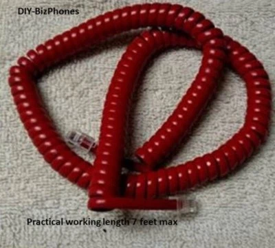 DIY-BIZPHONES-AT-T-TRIMLINE AT&T Cherry Red Vintage Phone 12Ft Handset Cord Trimline Princess 2500 Curly