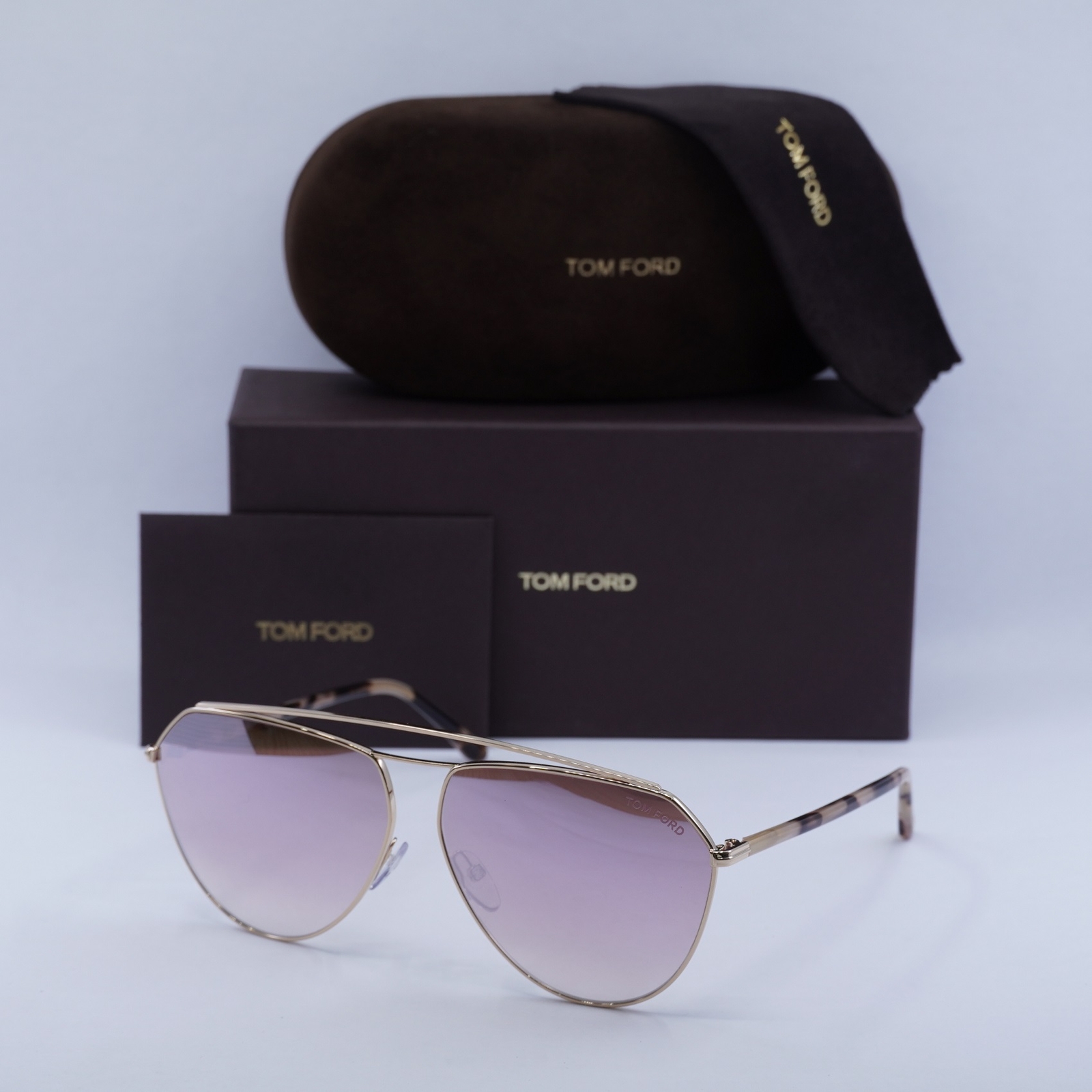 TOM FORD FT0681 28Z Shiny Gold Pink Havana Light Pink Gradient Sunglasses 63-12-1