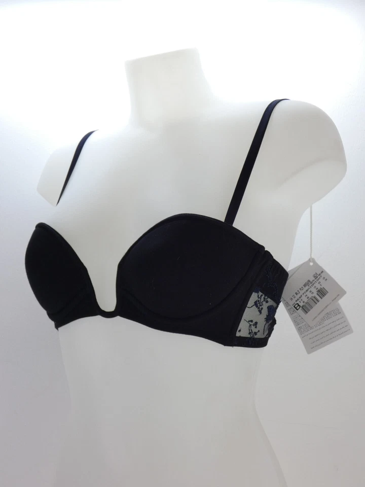 Sujetador La Perla Negro Bandeau Negro Con Aros Corte Bajo Encaje Talla 34 B Nuevo con Etiquetas Precio de venta sugerido por el fabricante 275 GBP Foto 4 de 4