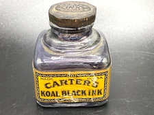 Vintage Fountain pen Ink bottle Carter's Koal Black Ink w/ label and top