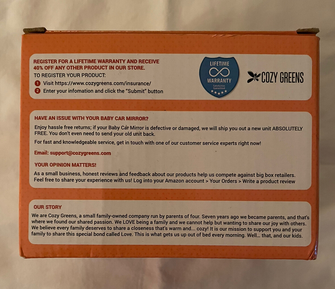 Cozy Greens Visi Mini Premium Back Seat Baby Mirror Open Box - Main Image