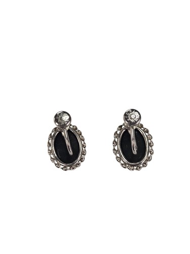 Vintage Cameo Screw Back Earrings Silver Setting Carved Shell - Bild 2 von 6