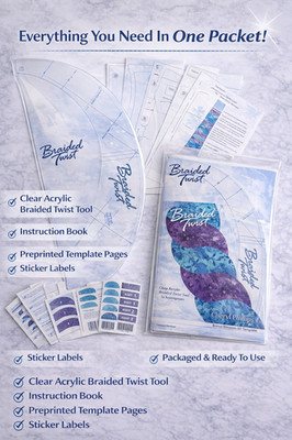 Braided Twist Quilt Tool Kit Acrylic Template Set w/ Book & Patterns Sewing